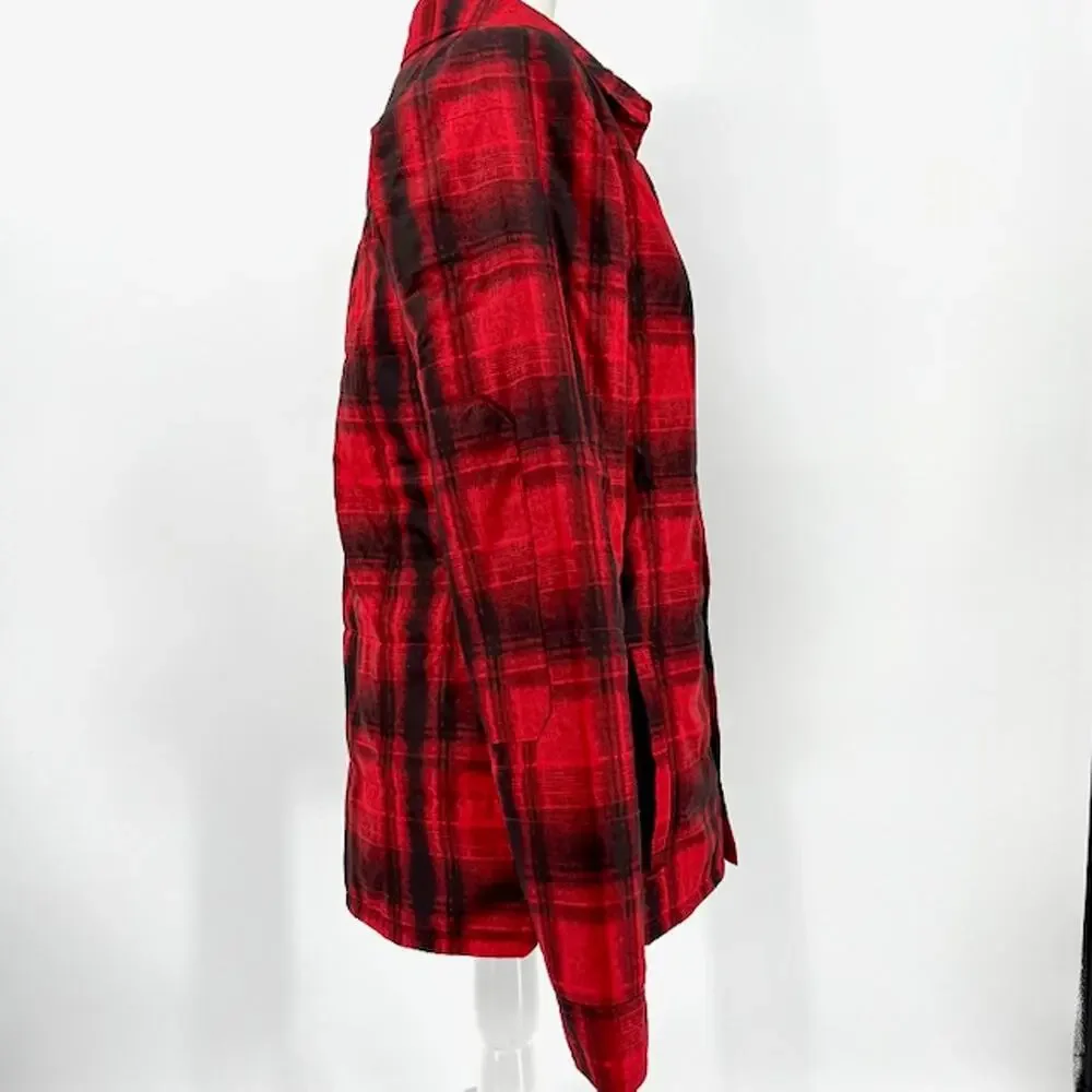Columbia polyester shell quilted red plaid‎ jacket (Youth XL)